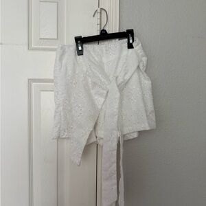 White Eyelet Wrap Skirt
